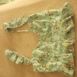 Lulu's Floral Ruffle Strap Crop Top